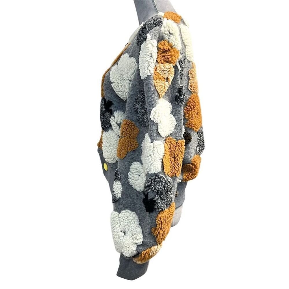 Trendy Floral Print Cropped Bomber Jacket Gray XL Fall Party Textured - Picture 8 of 15